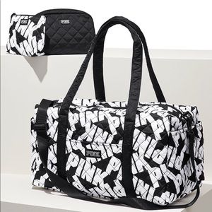 Victoria secret pink 3 pc quilted duffle Set